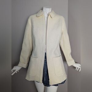 Vintage Cream Wool Blend Jacket Women’s Sz 10 Classic Minimalist 90s Style